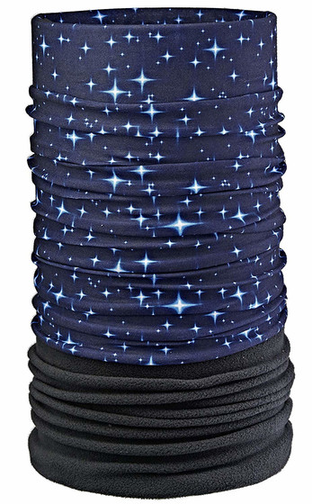 ARECO Multifunktionstuch mit Flecce schwarz/blau Sterne